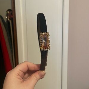 Brown Velvet Tasha headband with crystal